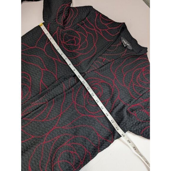 Ming Wang Jacket Women's Petite Medium Black Rose Pattern Cardigan career church - Picture 8 of 10